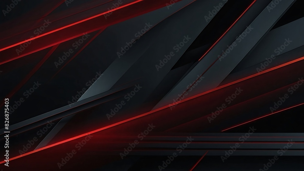 Wall mural dark grey black abstract background with red glowing lines design for social media post, business, a - Wall murals