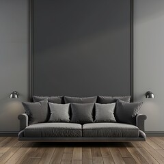 Dark sofa interior background with grey UHD Wallpapar