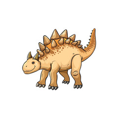 Naklejka premium A Delightful Cartoon Featuring A Stegosaurus, Cartoon Illustration