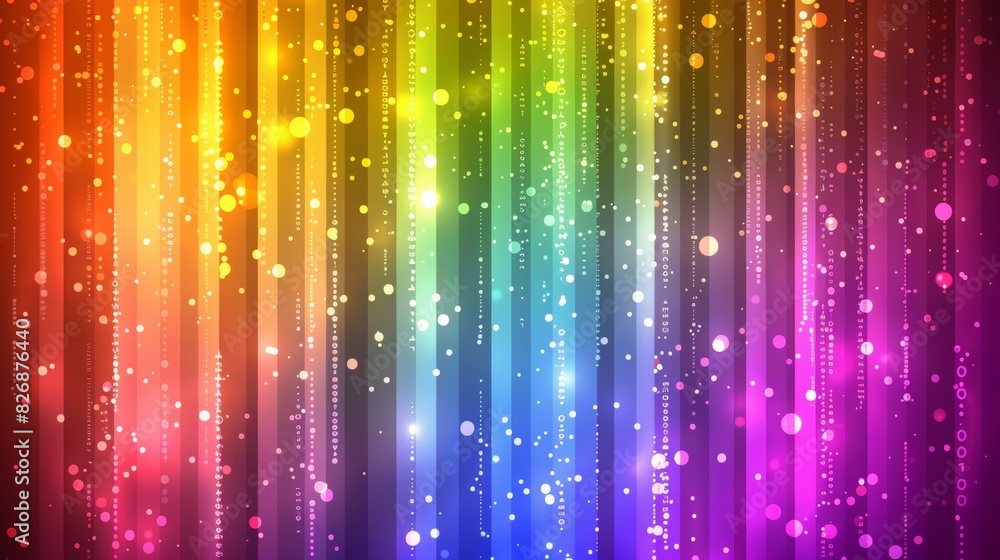 Aufkleber colorful abstract design with glowing line with dots and gradients background, overlapping layers on