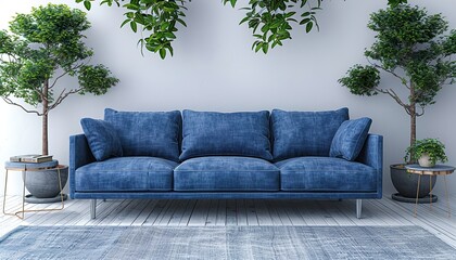 blue sofa plants UHD Wallpapar