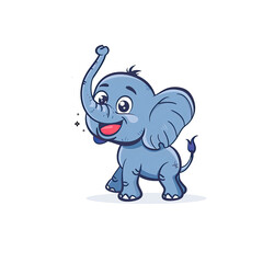 A Happy Elephant Cartoon, Cartoon Illustration