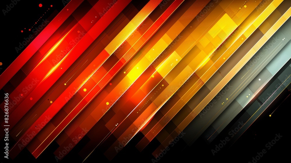 Aufkleber colorful abstract design with glowing line with dots and gradients background, overlapping layers on