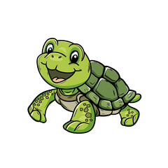 A Happy Turtle Cartoon, Cartoon Illustration