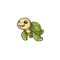 Fototapeta premium A Happy Turtle Cartoon, Cartoon Illustration