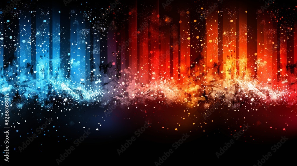 Poster glowing particle dots with colorful dots in abstract background, concept of light shining sparkling 