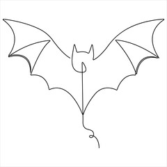 Continuous single line art cute bat drawing vector illustration