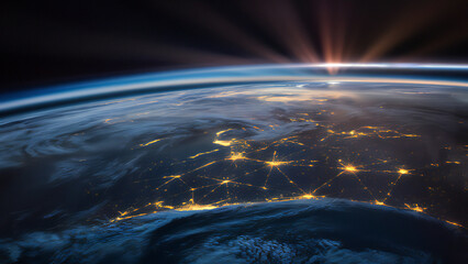 Obraz premium Breathtaking View of Earth from Space: Planet's Curvature Against Vastness