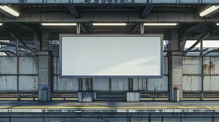 Blank Canvas Poster Hanging at a Railway Station
