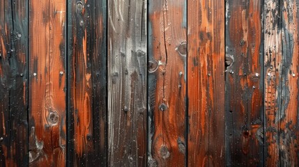Fototapeta premium Brown painted vertical wooden boards in antiquated style