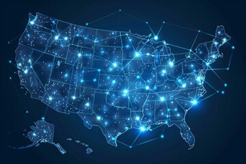 Obraz premium Digital map of america network connectivity created with generative ai