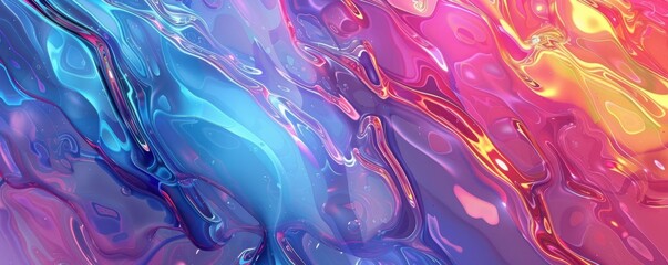 Create a seamless, high-resolution texture of a vibrant, abstract liquid. The colors should be vivid and saturated, with a focus on blue, pink, and yellow.