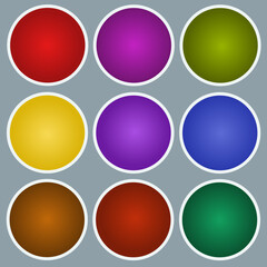 Set of round text boxes with various colors, isolated on background color