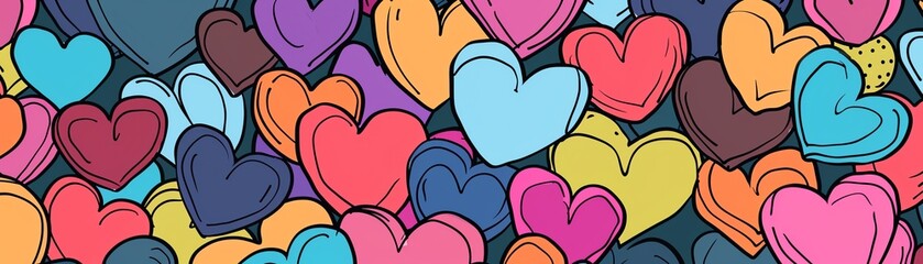 Heart pattern flat design front view seamless theme cartoon drawing vivid