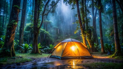 Meditative Rain Sounds on a Tent in the Quiet Forest Night