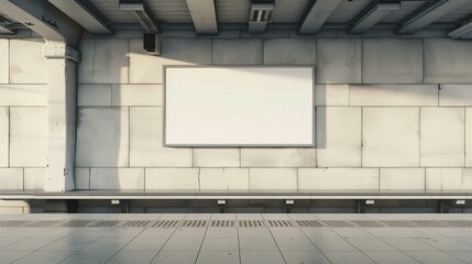 Obraz premium Blank Screen Poster on a Railway Station Wall