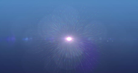Obraz premium Bright light in center emitting colorful rays against blue background