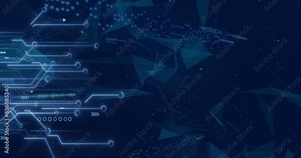 Aufkleber image of data processing and shapes on blue background