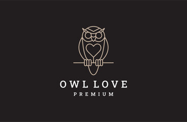 Owl love vector logo design. Love owl logo design 