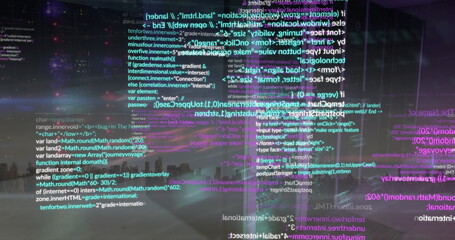 Image of cyber security data processing over computer server room against view of cityscape
