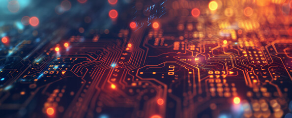 Obraz premium Circuit Symphony: Emphasizes the complex beauty and interconnectedness of the circuitry