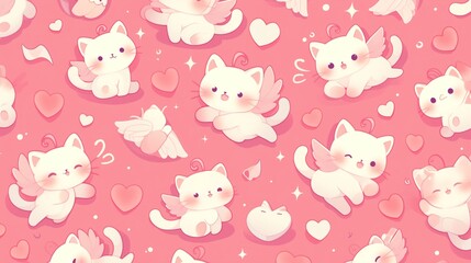 Cute illustration of a kitten, copy space, space for text, Generative AI,子猫の可愛いイラスト、コピースペース,テキスト用スペース,Generative AI,