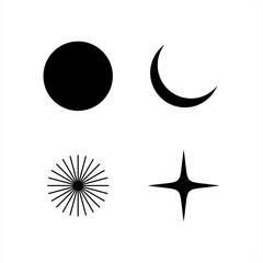 vector icon design for moon, stars, sun, icons, symbols