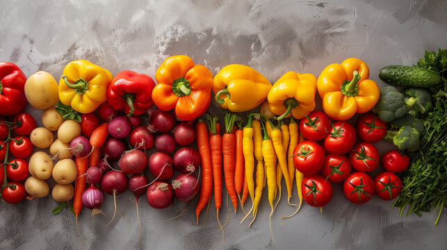 A  vibrant display of various fresh vegetable