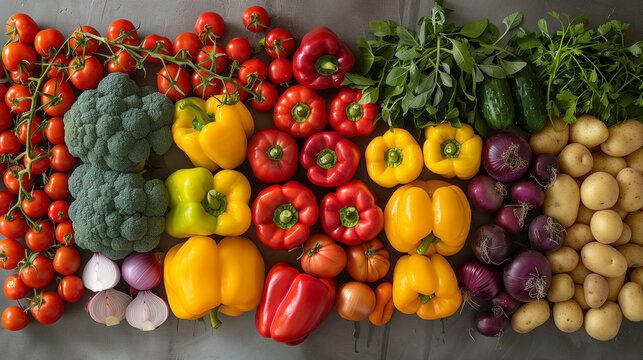 A  vibrant display of various fresh vegetable