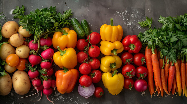 A  vibrant display of various fresh vegetable