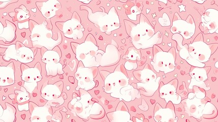 Cute illustration of a kitten, copy space, space for text, Generative AI,子猫の可愛いイラスト、コピースペース,テキスト用スペース,Generative AI,