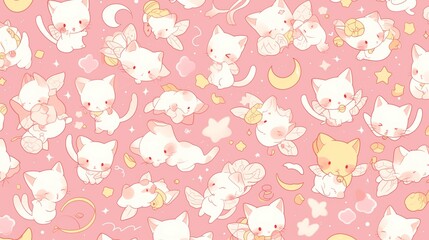 Cute illustration of a kitten, copy space, space for text, Generative AI,子猫の可愛いイラスト、コピースペース,テキスト用スペース,Generative AI,