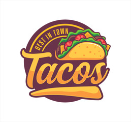 tacos vector logo template  label sticker emblem for business mexican food illustration 