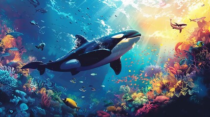 Fototapeta premium Ocean conservation awareness poster
