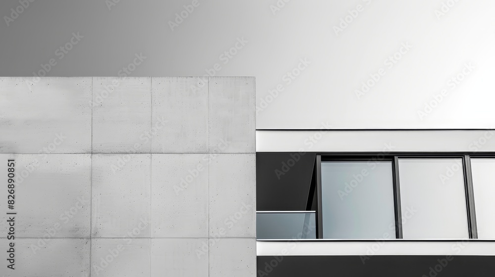 Poster modern architecture detail with concrete wall - a minimalist image showing a portion of a building, 