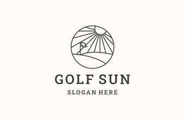 Sun and golf vector logo illustration