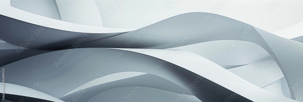 Poster abstract white undulating shapes design - an abstract design with flowing white shapes and shadows, 