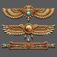 Asset of the Egyptian for game element on dark background, Illustration