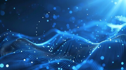 Digital blue background ideal for technological operations, neural networks, AI, data transmission and encryption, digital archives, audio and visual representations, scientific research