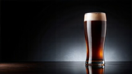 Dark beer glass background and copy space