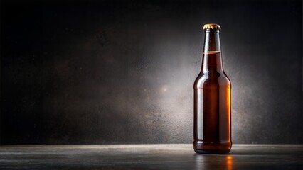 Dark beer with dark background and copy space