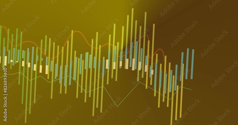 Poster image of multicolored multiple graphs against abstract background