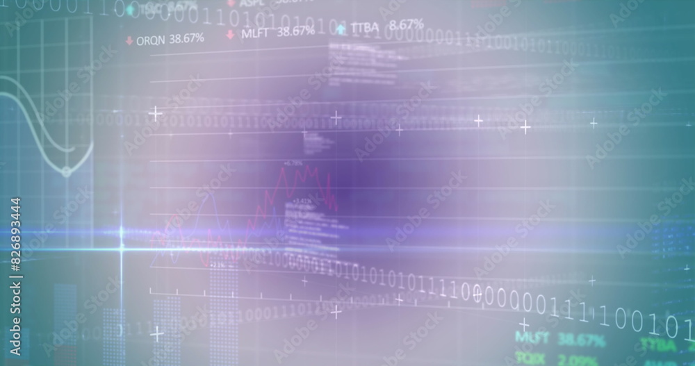 Poster image of trading boards, graphs, binary codes and computer language over abstract background