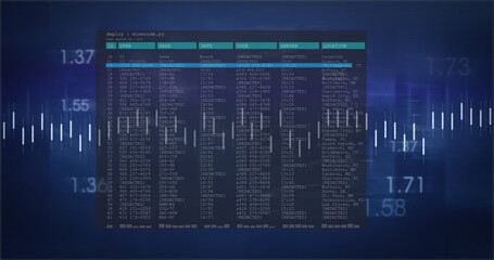 Image of interface with data processing against blue background
