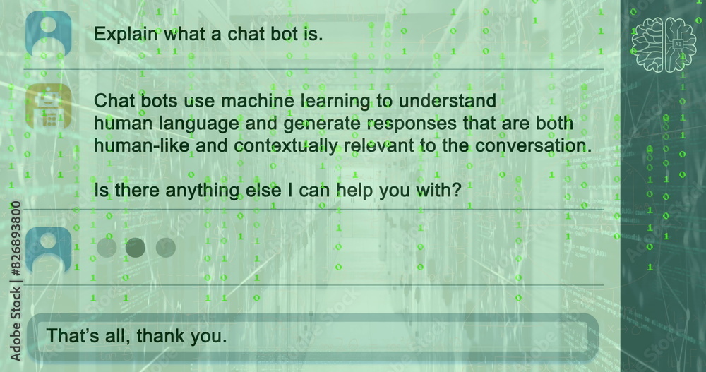 Poster image of ai icons and data processing over computer servers