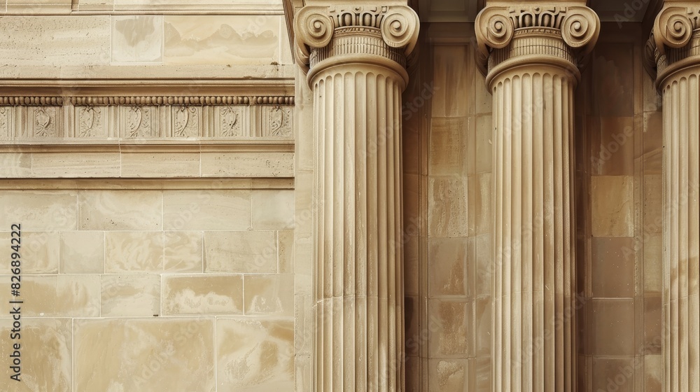 Aufkleber classical architectural columns in detail - detailed view showing the texture and design of classica