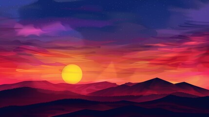 Breathtaking sunset floods the sky with vivid, dramatic hues.