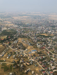 Aerial detail of Kathmandu, Nepal from an aeroplane