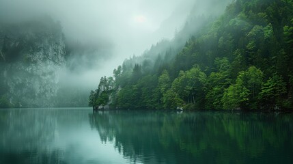 landscape with a lake and mountains. forest with a lake wallpaper. landscape lake forest with fog wallpaper. landscape forest with lake and fog. landscape of mountain lake and forest.