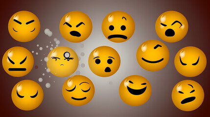 Fototapeta premium Emoticons conceptual art vector image,Sketch emoticons seamless pattern vector image.